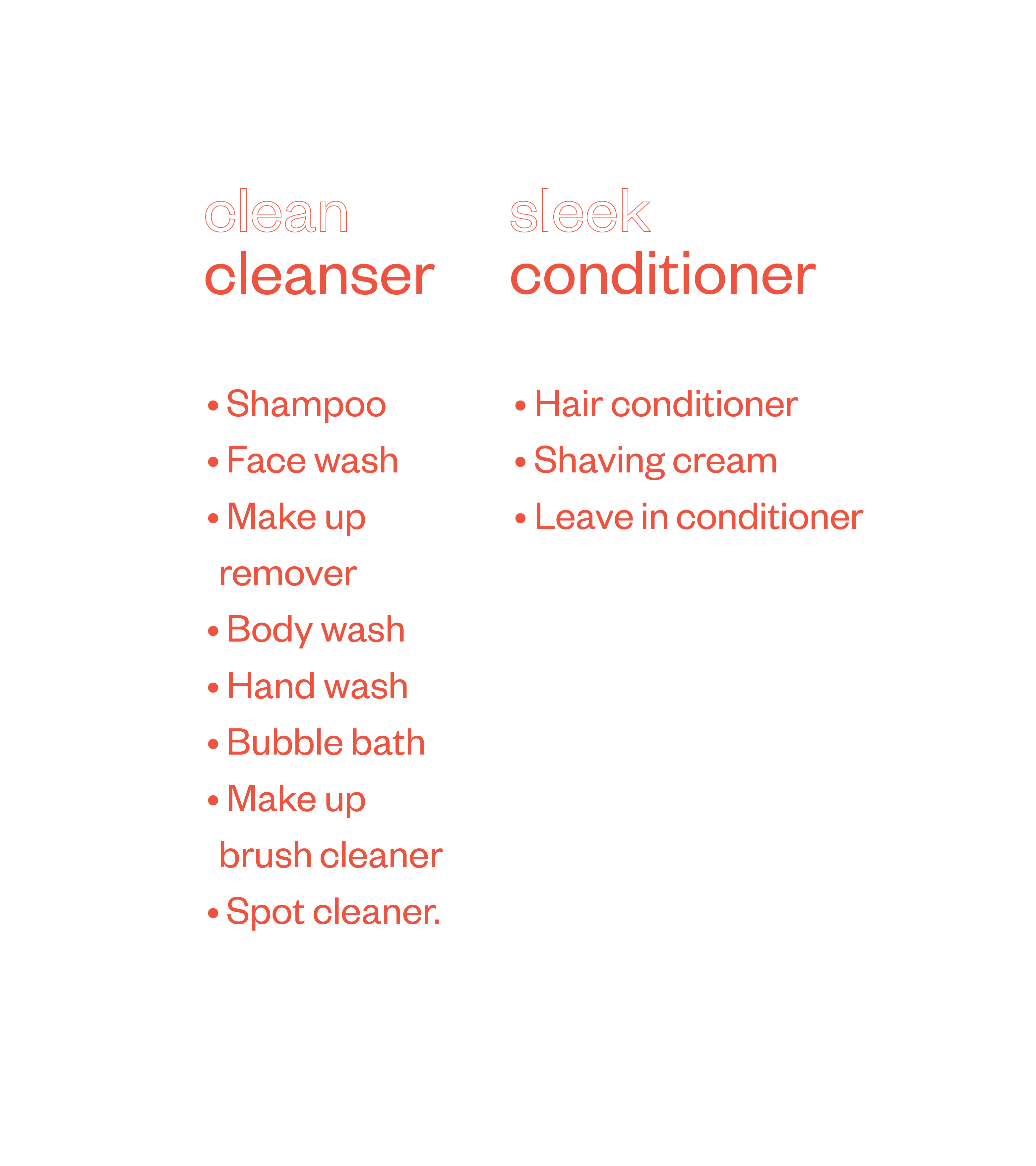 Natalie angel bundle list of uses for clean cleanser and sleek conditioner