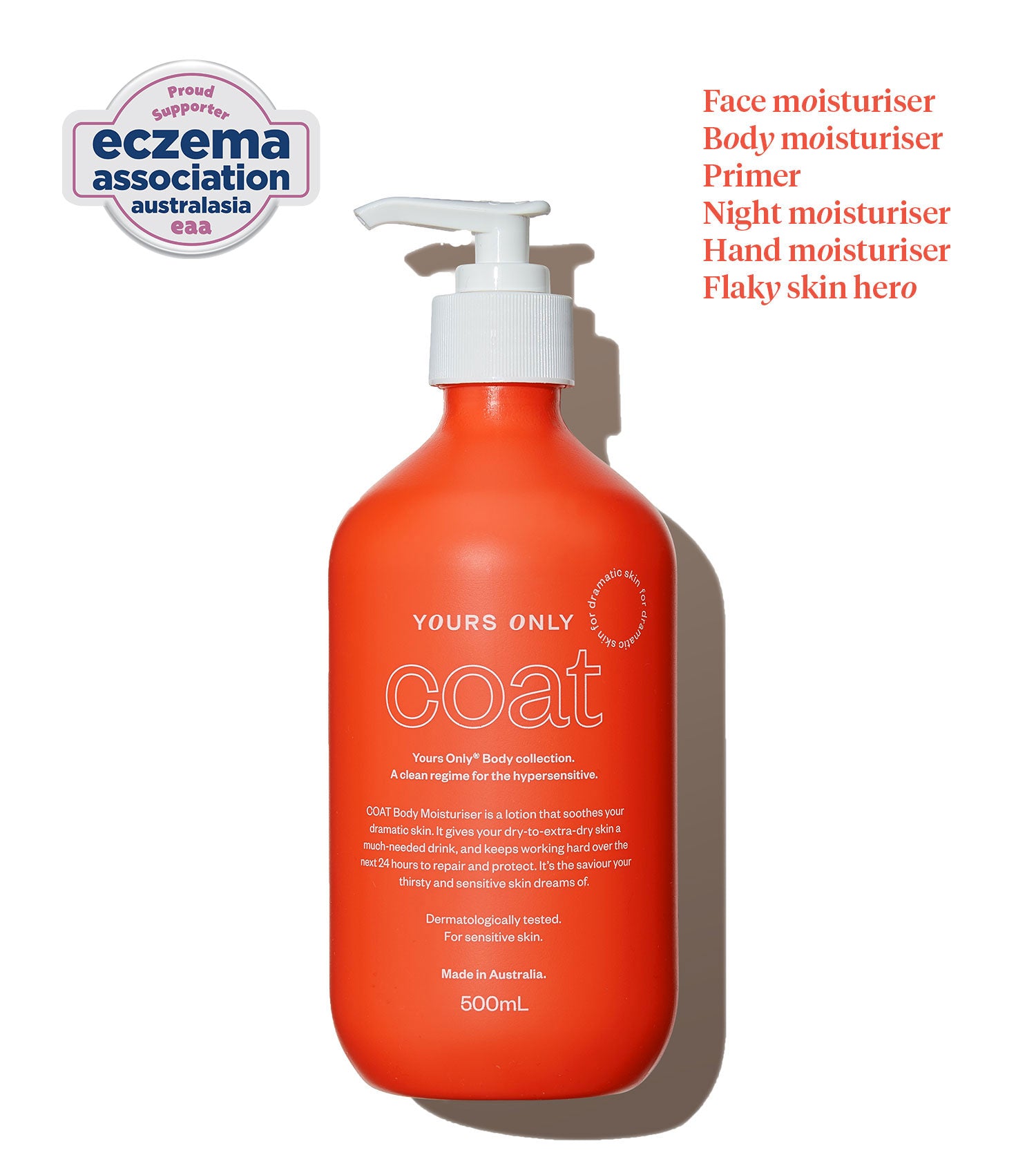 coat face + body moisturiser 500mL