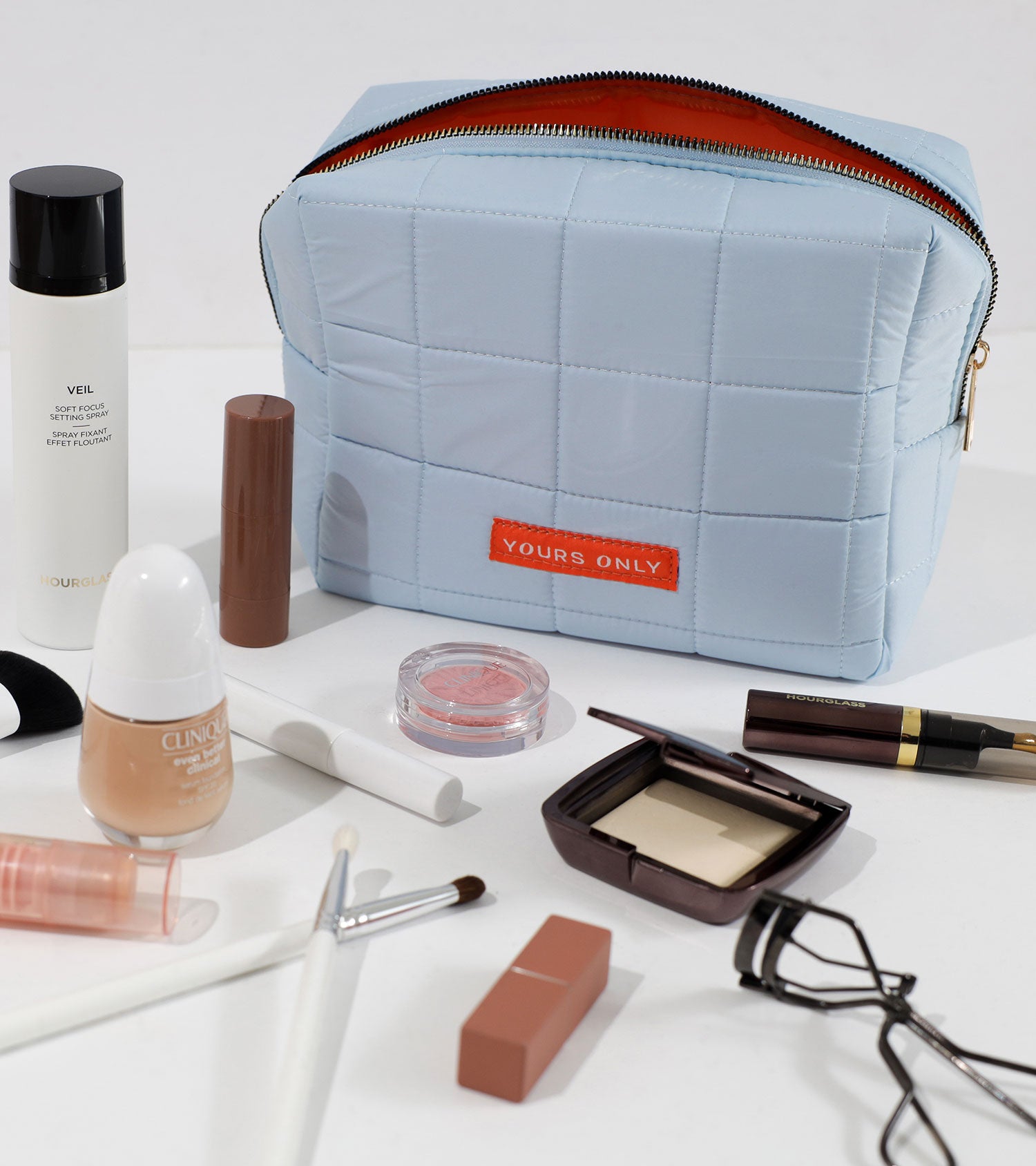 Beauty bag with makeup products